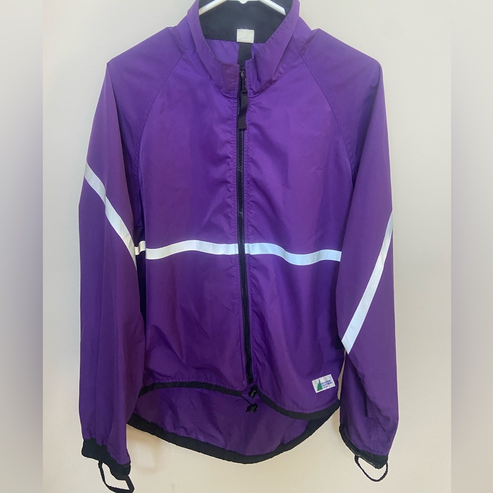 Men's Purple Windbreaker Jacket - Lightweight Reflective Stripe
